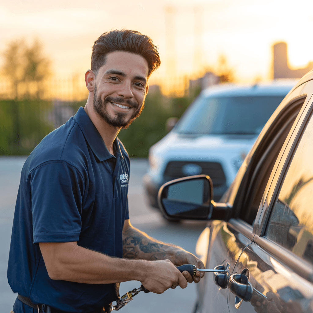 Cerrajero profesional en Dallas TX haciendo llaves de auto - servicio en español 24/7